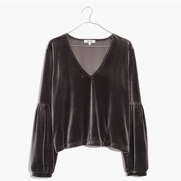 Madewell Tops - Madewell Velvet Bubble-Sleeve Top Mauve